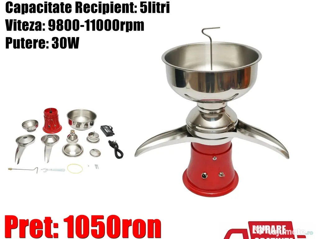 Separator Smantana Aparat Degresat Lapte Automat 30W  5L Procesare 50L/h 