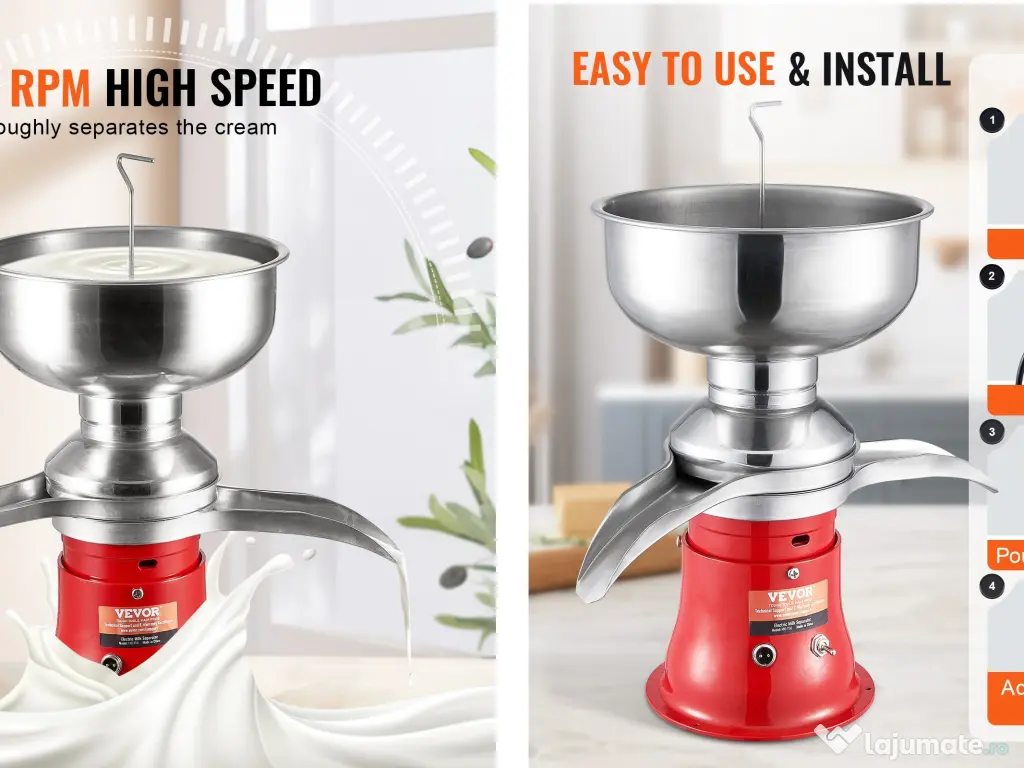 Separator Smantana Aparat Degresat Lapte Automat 30W  5L Procesare 50L/h 