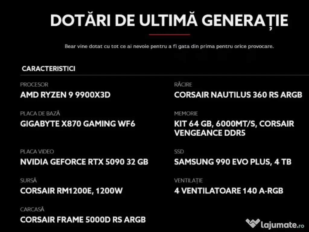 ULTIMATE Gaming RTX 5090 + AMD Ryzen 9 9900X3D 64GB DDR5 4TB SSD Garantie 2 ani 