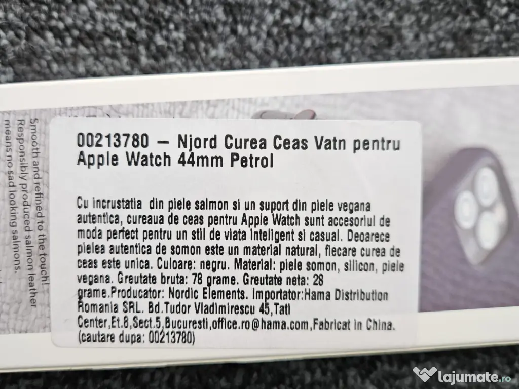 Curea premium din piele somon Njord Apple Watch 44 / 45 mm 