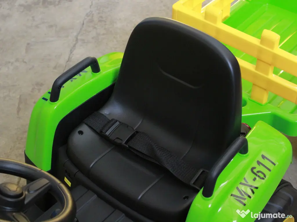 Tractoras electric Kinderauto BJ611 2x30W 12V cu remorca si RC Green 