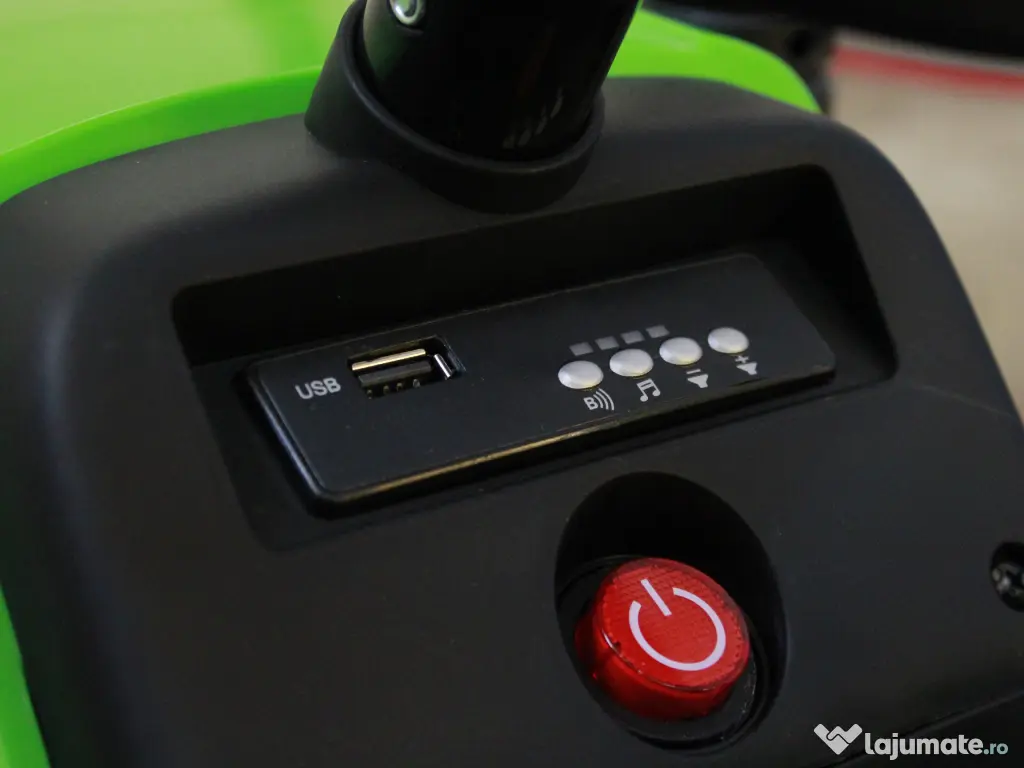 Tractoras electric Kinderauto BJ611 2x30W 12V cu remorca si RC Green 