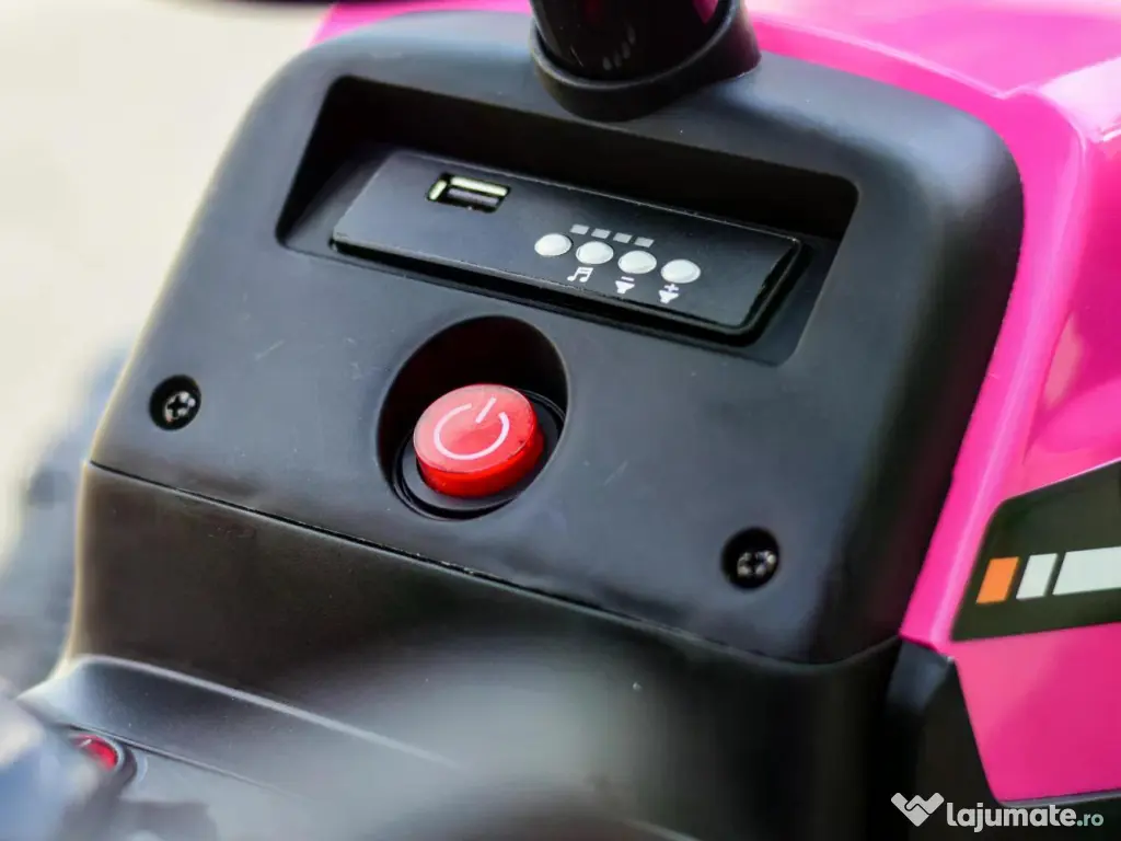 Tractoras electric Kinderauto BJ611 2x30W 12V cu remorca si RC Rose