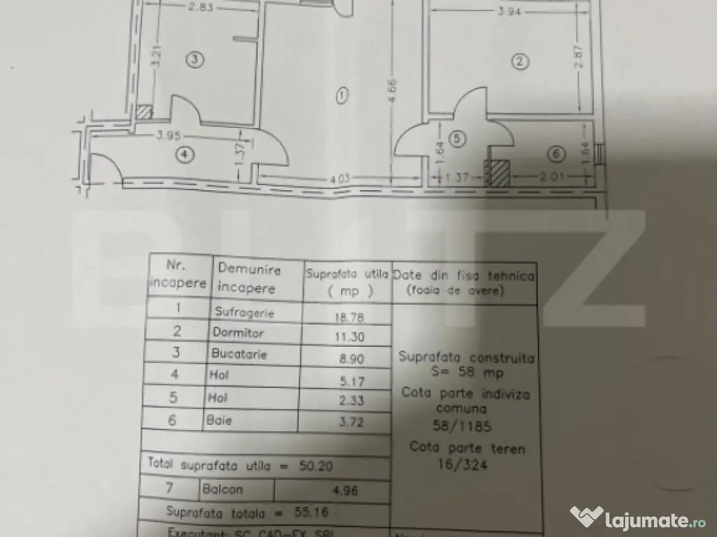 Apartament 2 camere, 50 mp utili, zona Pucioasa 
