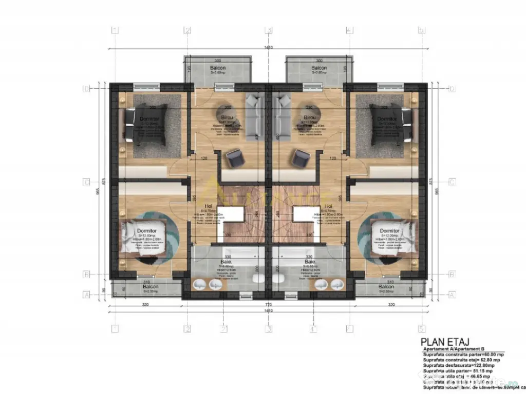 Casa tip Duplex - 2 dormitoare - 2 bai - 325 mp teren