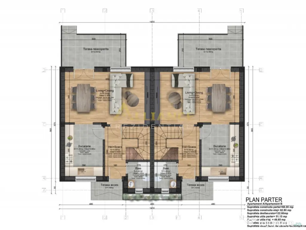 Casa tip Duplex - 2 dormitoare - 2 bai - 325 mp teren
