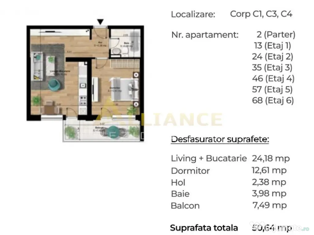 Apartament Tip Studio [ 750m Metrou Berceni ] 