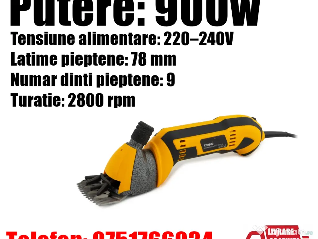 Masina Aparat Tuns Oi Capre Caini Trusa Profesionala Electrica 900W 