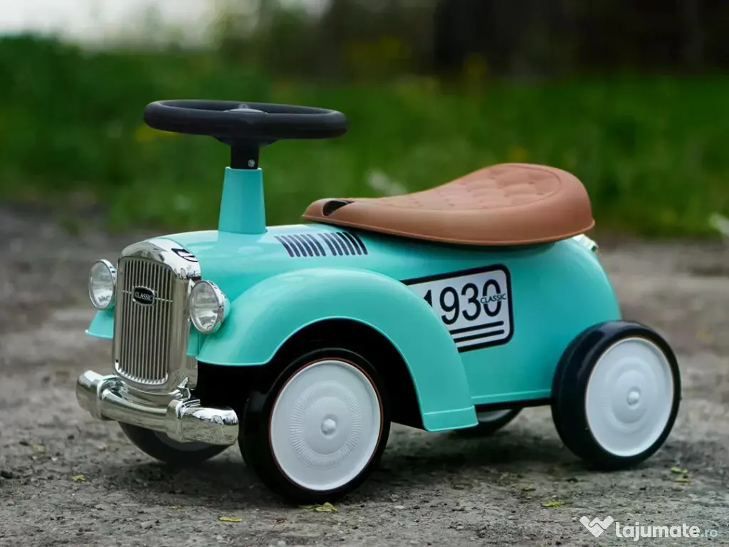 Premergator fara pedale, Kinderauto Retro Baby Car cu roti moi Green 