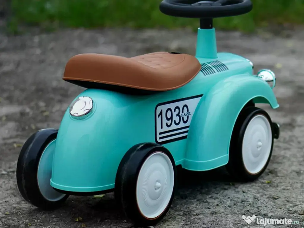 Premergator fara pedale, Kinderauto Retro Baby Car cu roti moi Green 