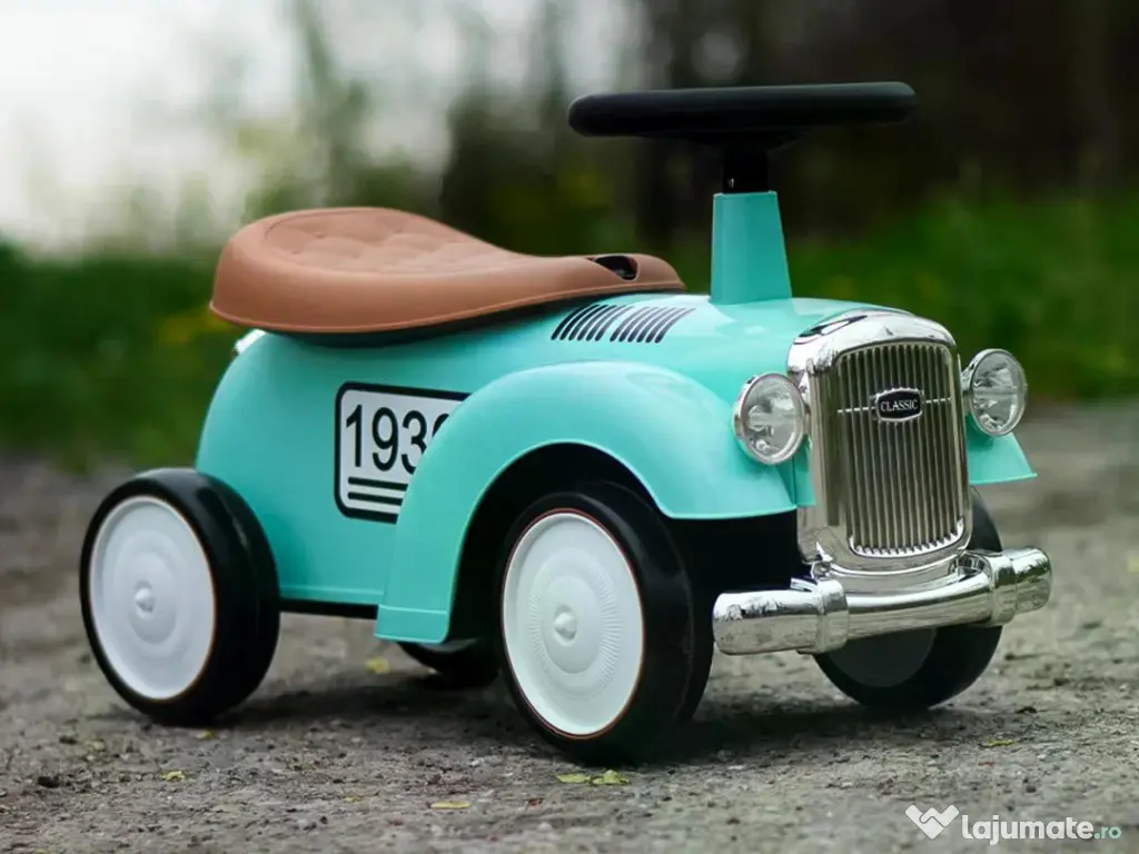 Premergator fara pedale, Kinderauto Retro Baby Car cu roti moi Green 