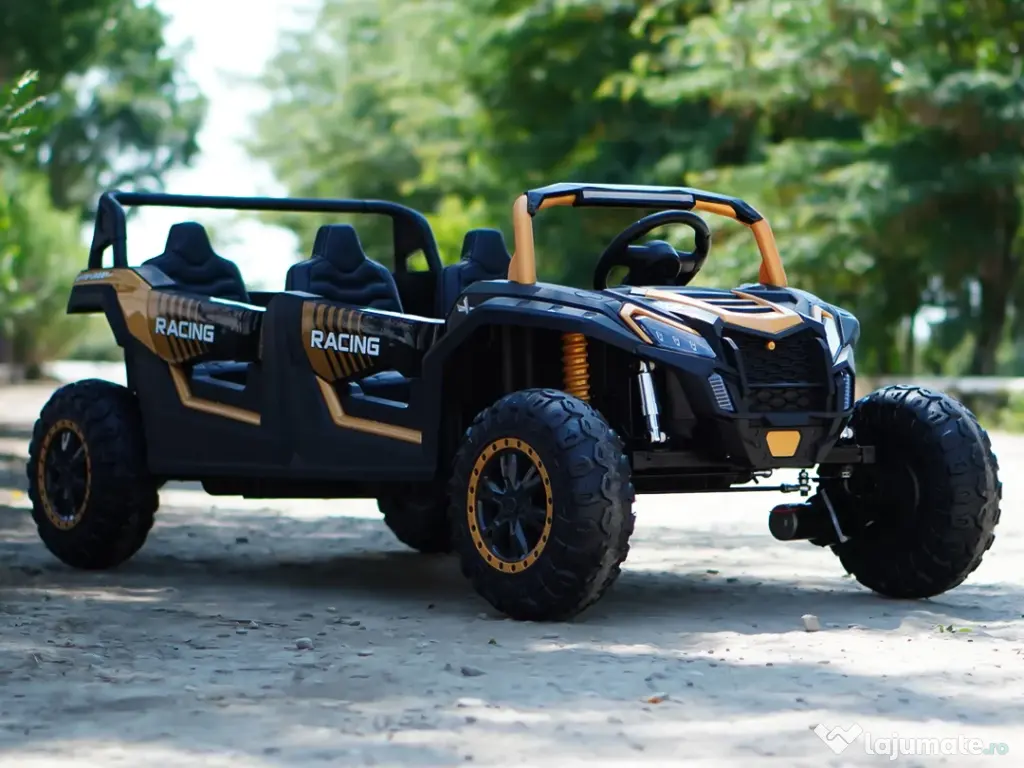 UTV electric cu 4 locuri, Kinderauto Racing 4x 150W 24V 14Ah Yellow gold 