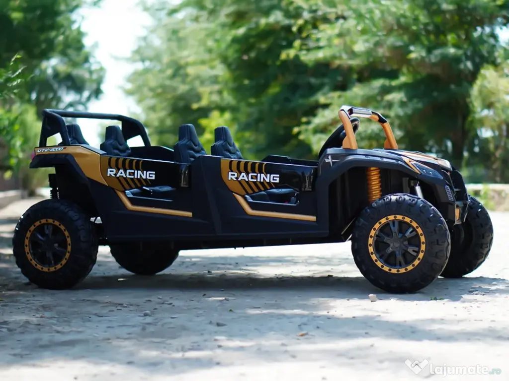 UTV electric cu 4 locuri, Kinderauto Racing 4x 150W 24V 14Ah Yellow gold 
