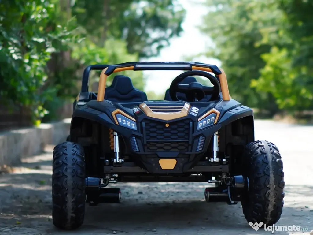 UTV electric cu 4 locuri, Kinderauto Racing 4x 150W 24V 14Ah Yellow gold 