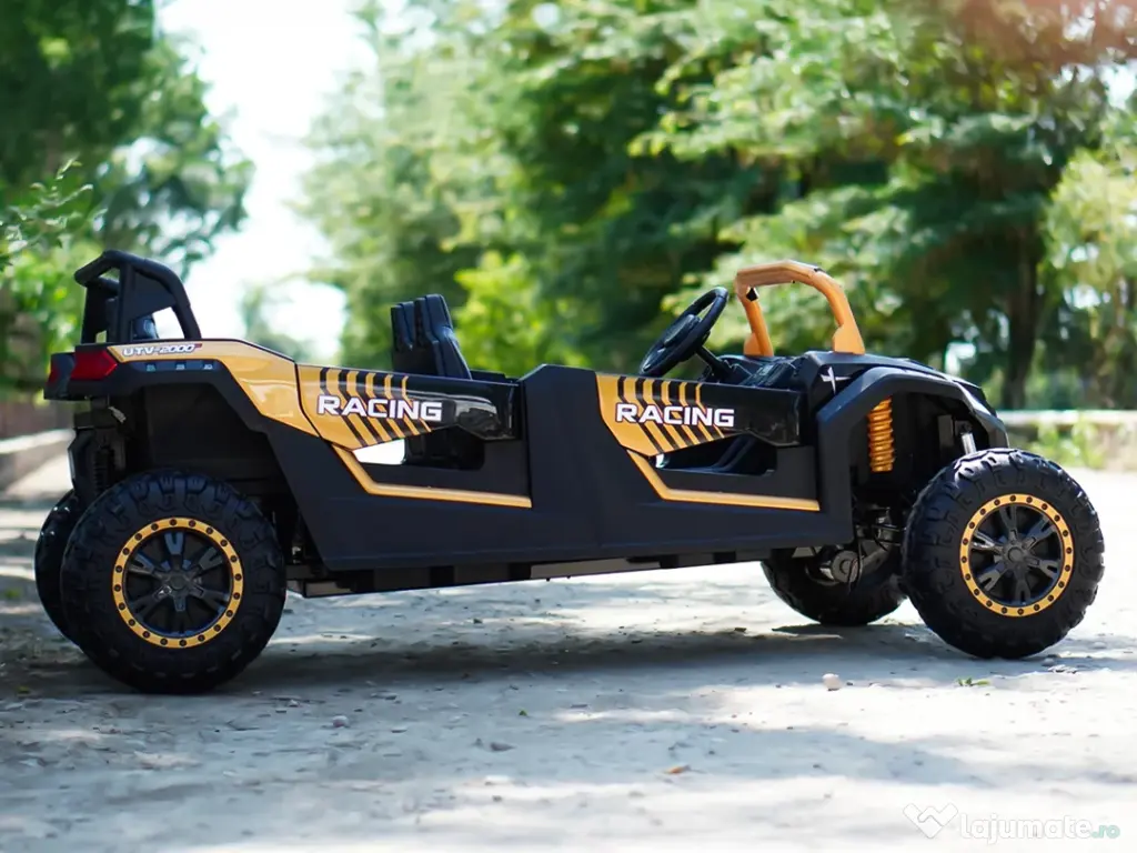UTV electric cu 4 locuri, Kinderauto Racing 4x 150W 24V 14Ah Yellow gold 