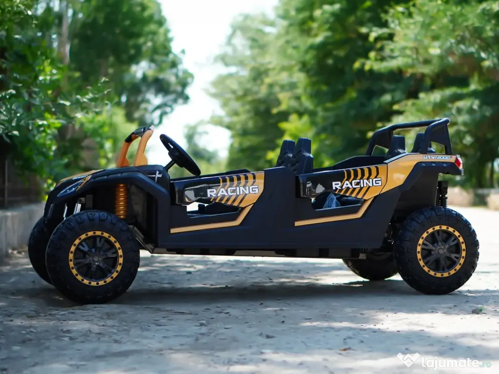 UTV electric cu 4 locuri, Kinderauto Racing 4x 150W 24V 14Ah Yellow gold 