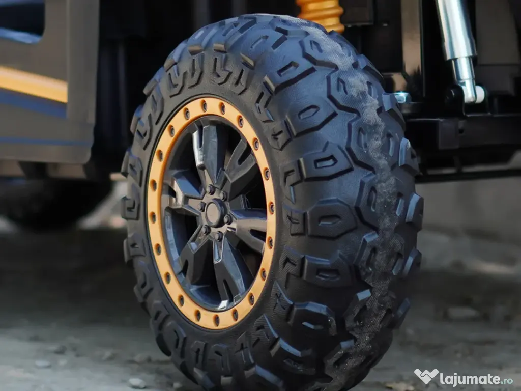 UTV electric cu 4 locuri, Kinderauto Racing 4x 150W 24V 14Ah Yellow gold 