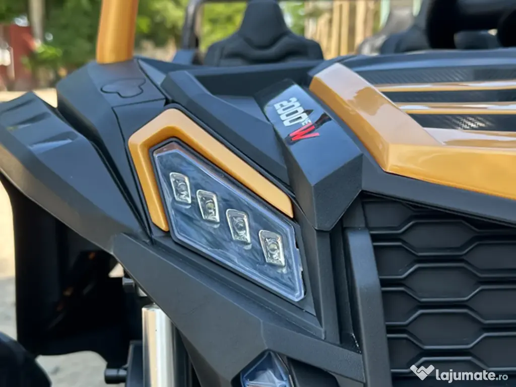 UTV electric cu 4 locuri, Kinderauto Racing 4x 150W 24V 14Ah Yellow gold 