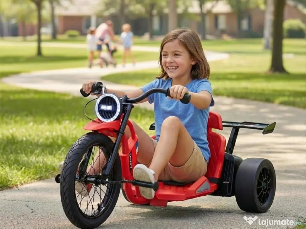 Tricicleta electrica cu functie Drift, Kinderauto BJSX2338, 2x 250W RED