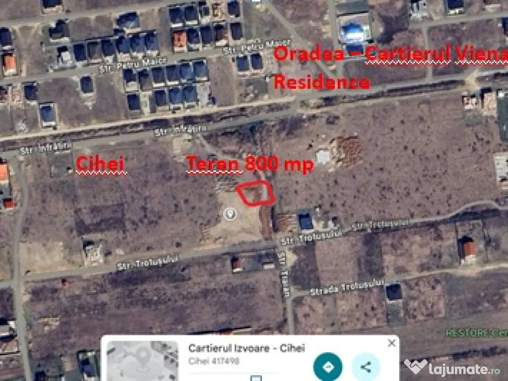 Vanzare teren itravilan 800 mp Cihei (langa cartierul Viena-Oradea) 