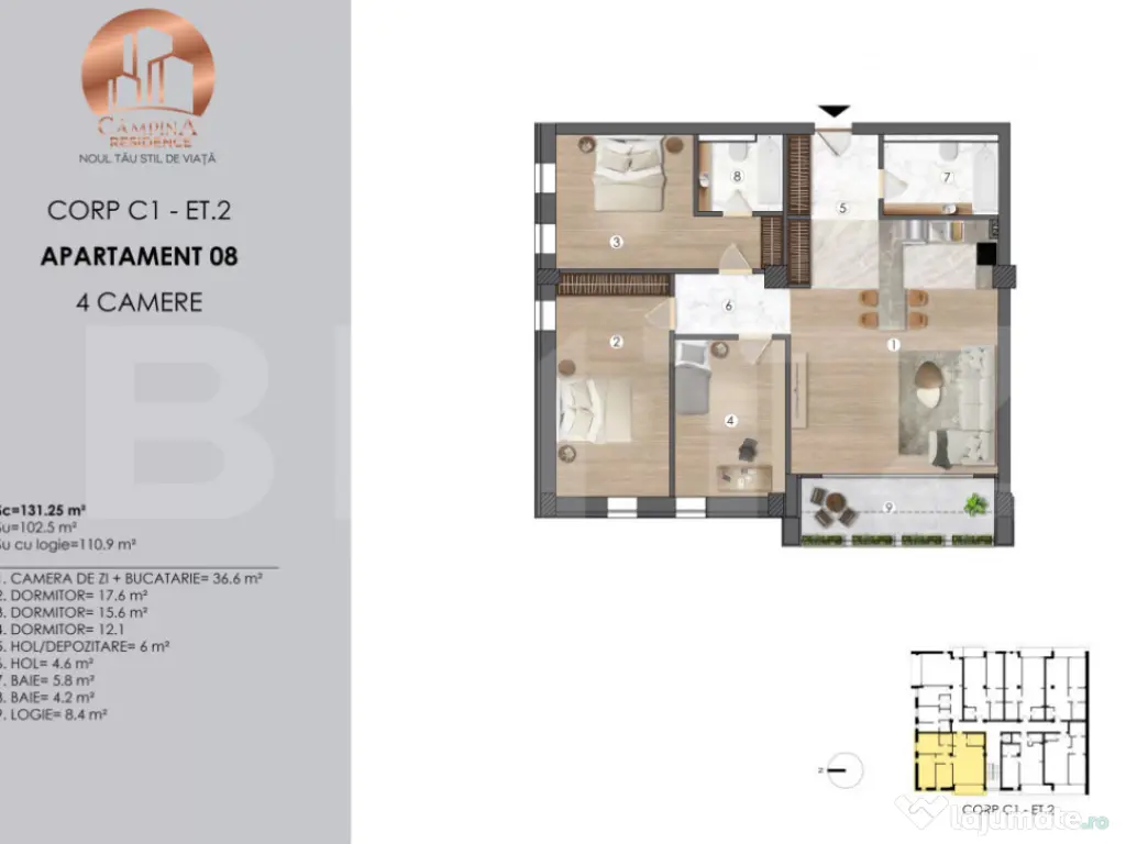 APARTAMENT 4 CAMERE ANSAMBLU REZIDENTIAL CAMPINA RESIDENCE 