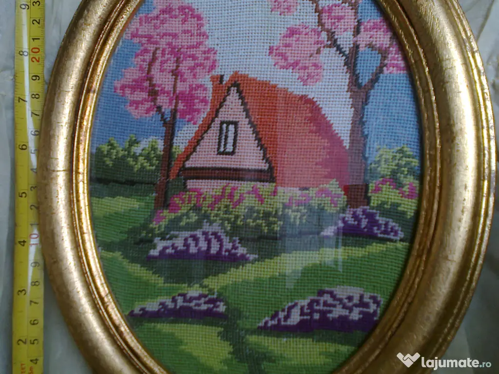 Tablou goblen inramat italian cca 120 ani unicat 