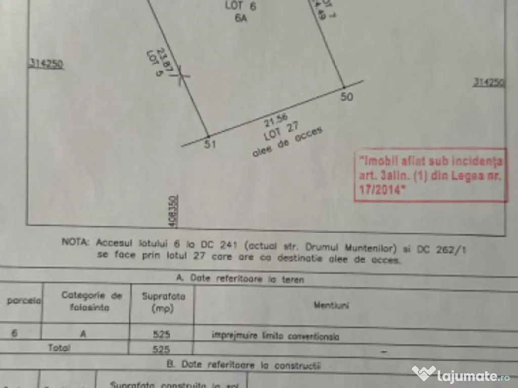 Teren 525 mp stradal Craiova – Plaiul Vulcănești, utilit 