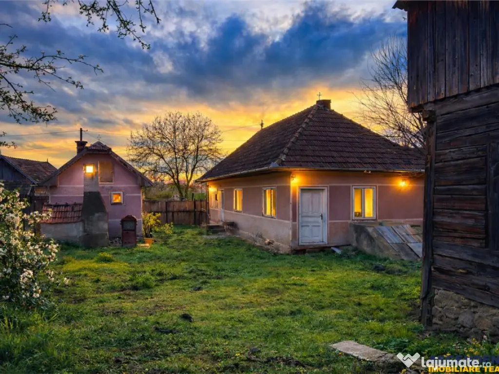 Casa rustica, cu teren roditor de peste 1.000mp, Sanzaieni, 