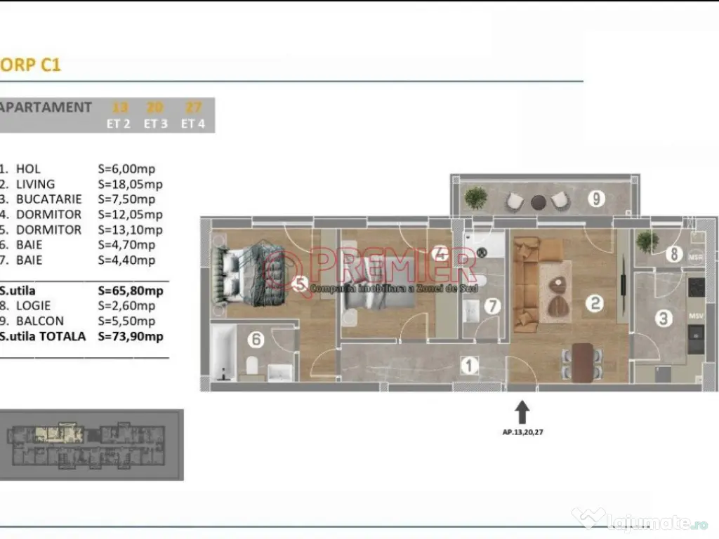 Apartament 3 camere 73 mp | Metalurgiei – Parc Tudor 
