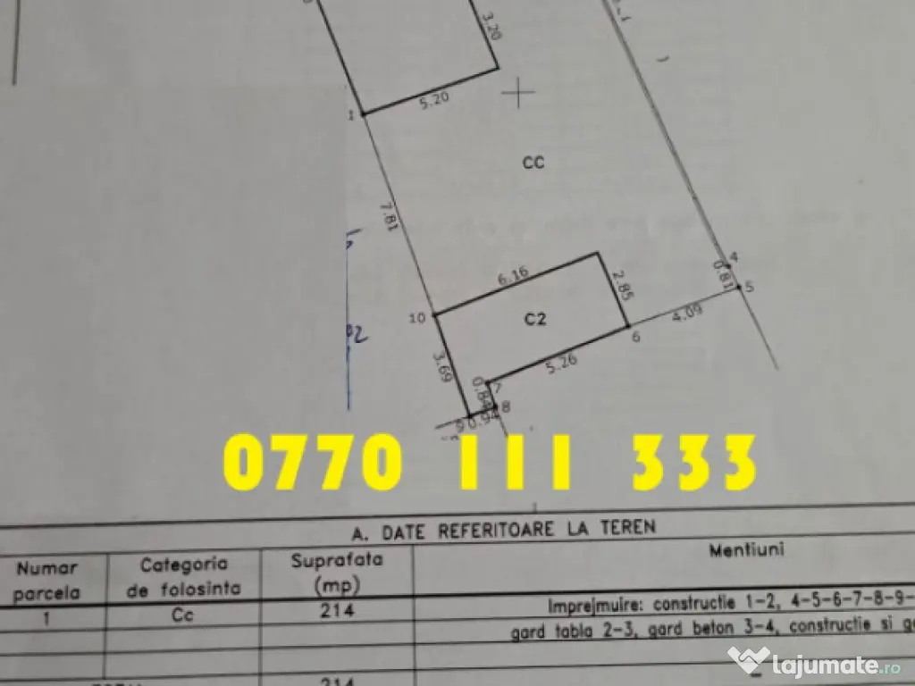 Teren Ultracentral, liber, cu aviz construire de la Directia 