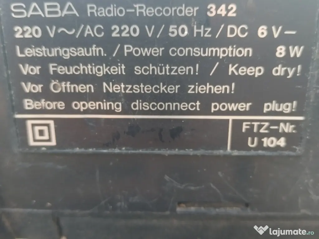 Radio recorder 342 Saba defect 