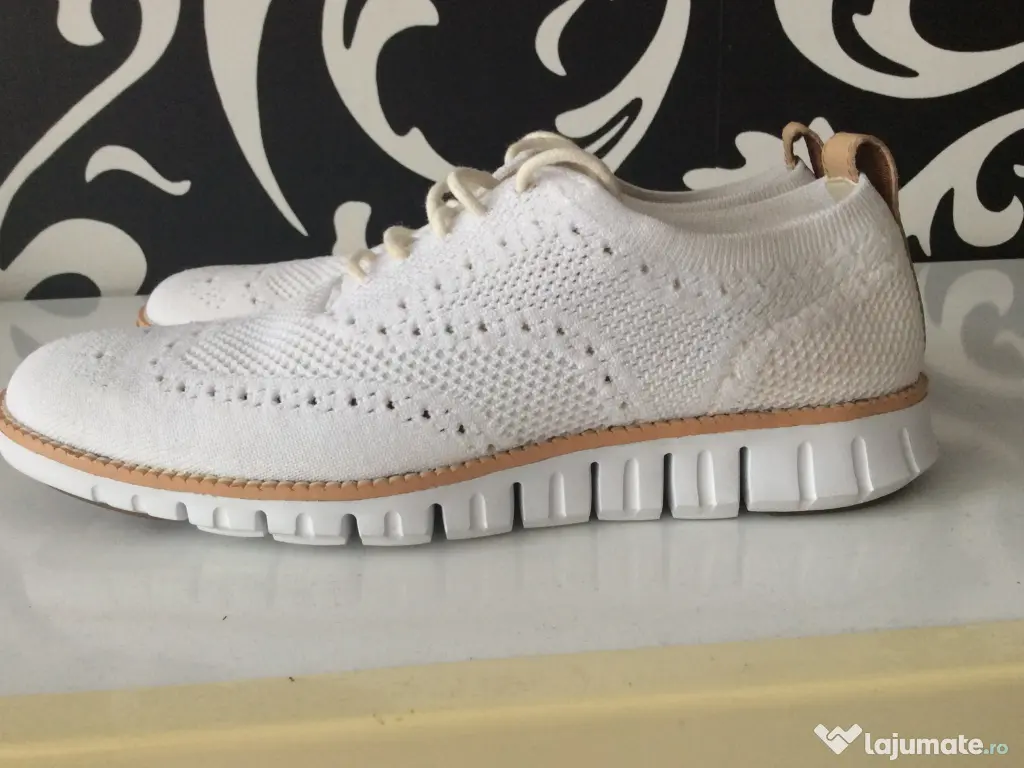 Tenisi casual Cole Haan ZER GRAND Wingtip Oxford culoare Alba 