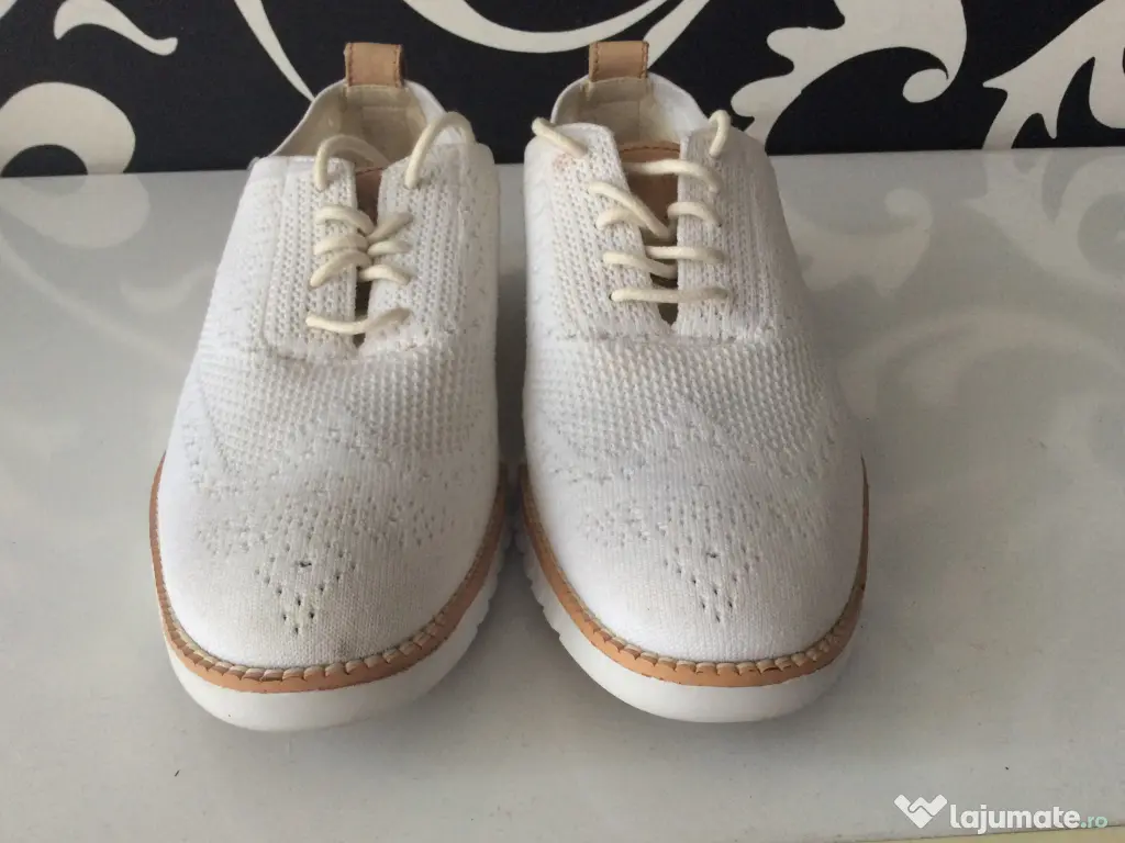 Tenisi casual Cole Haan ZER GRAND Wingtip Oxford culoare Alba 