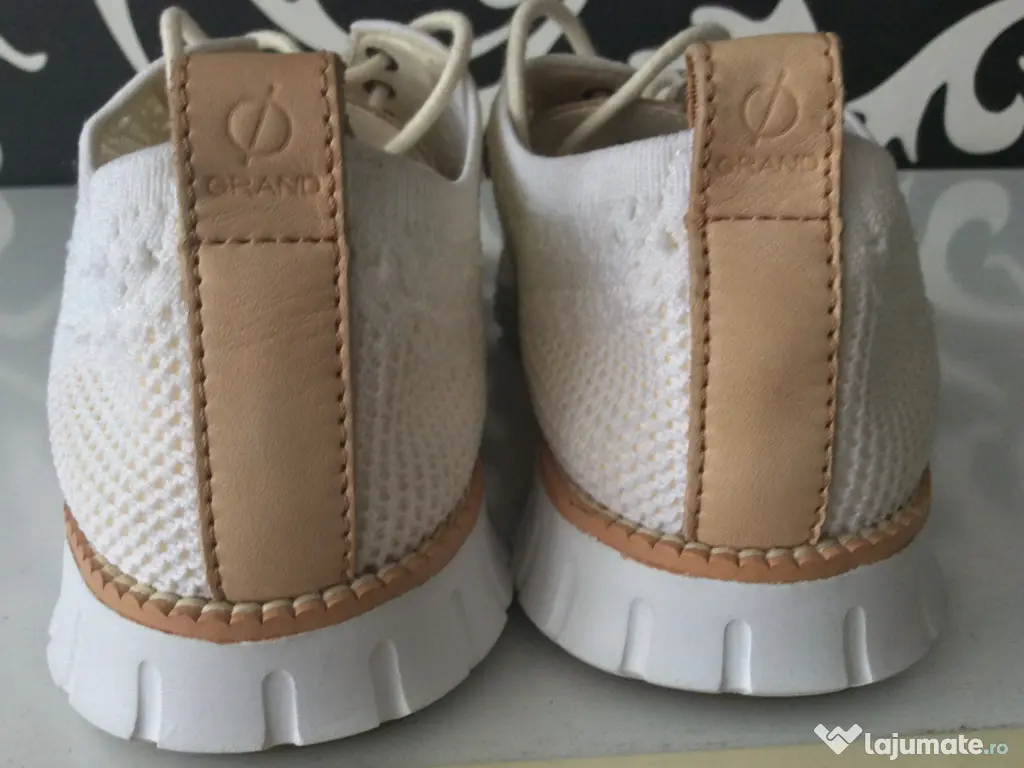 Tenisi casual Cole Haan ZER GRAND Wingtip Oxford culoare Alba 