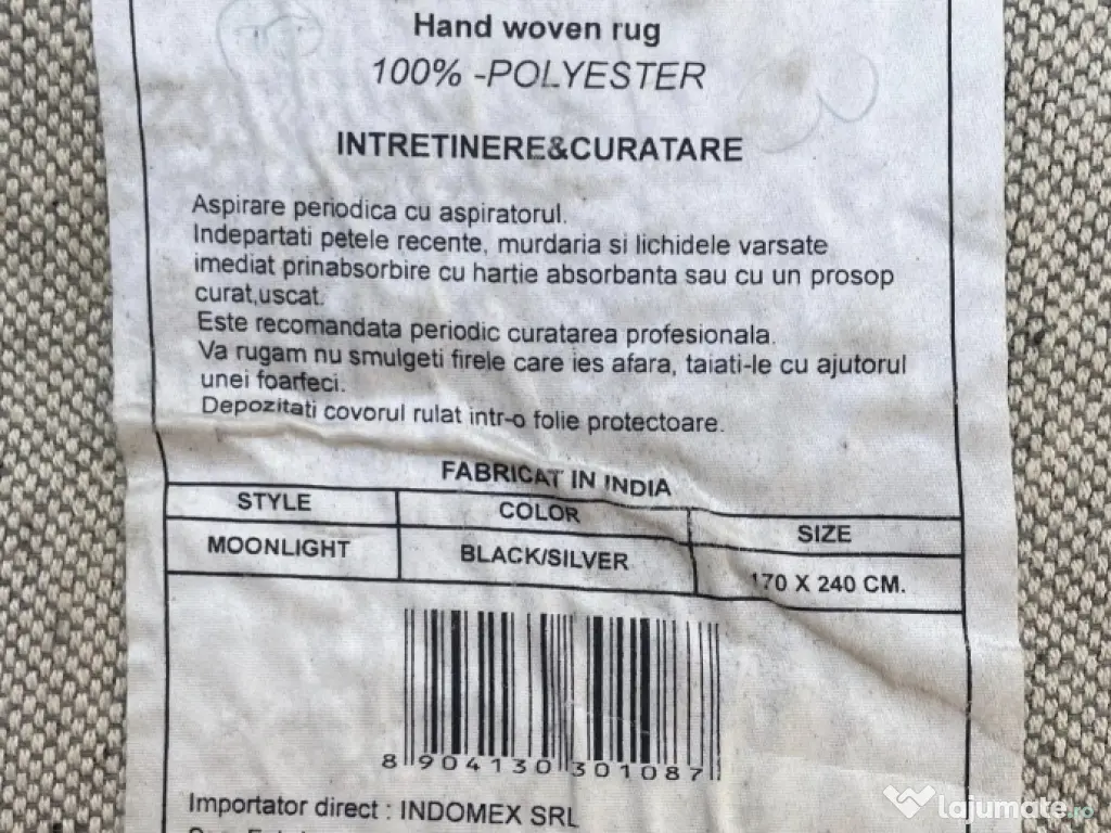 Covor negru dreptunghiular Mobexpert 