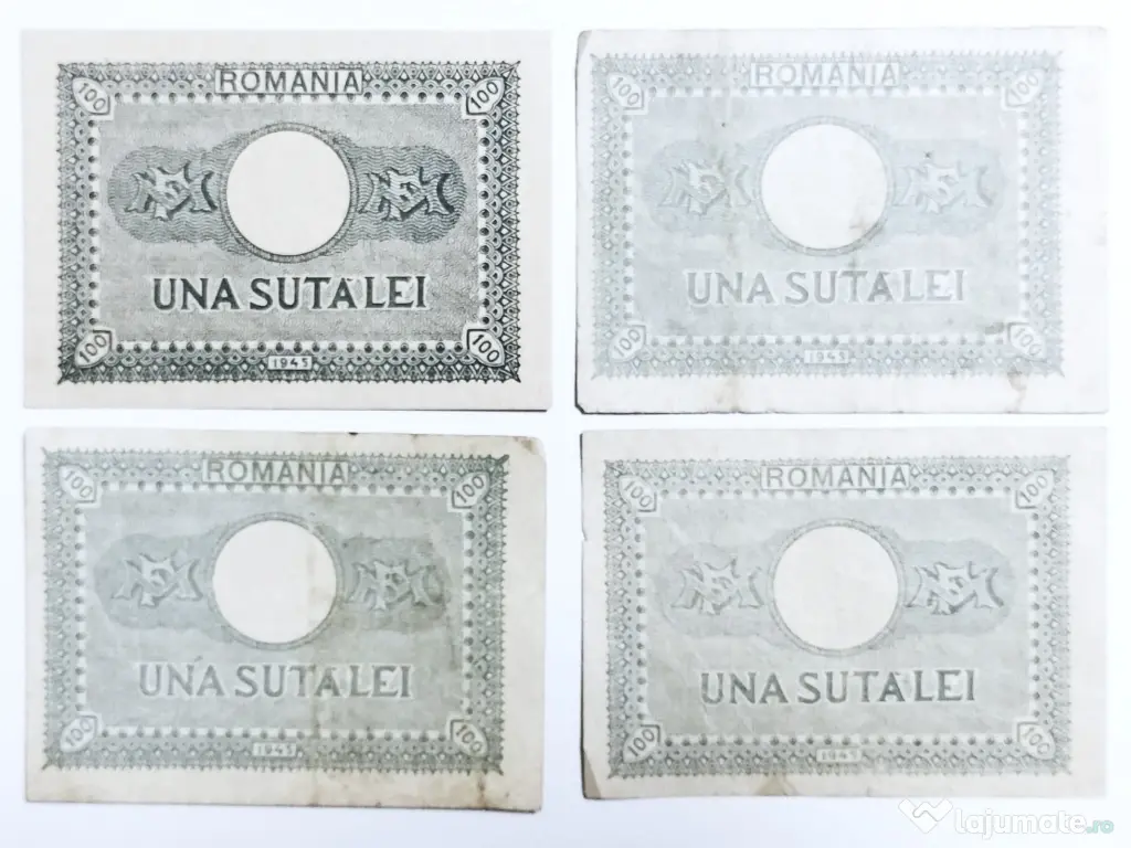 Patru Bancnote 100 LEI 1941 Regele Mihai I 