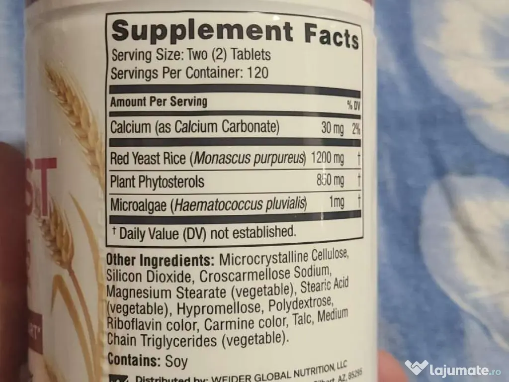 orez rosu  plus - 240 pastile -reduce colesterol din America 