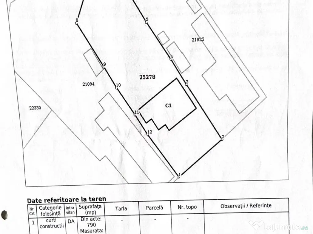 Vand teren intravilan in Borcea fostul Pietroiu 790mp strada principala