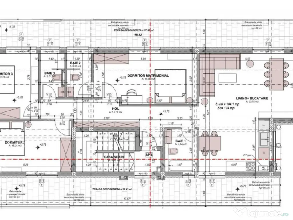 Penthouse la cheie cu 4 camere si doua terase zona Arhitecti 