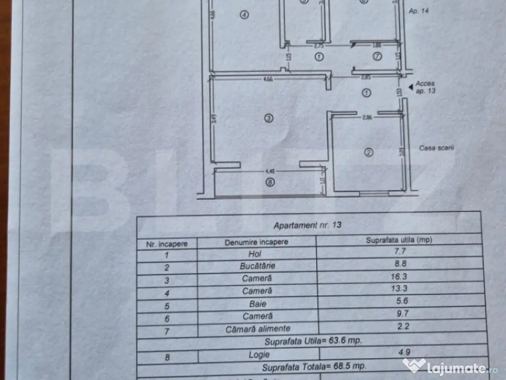 Apartament 3camere 1 baie decomandat 