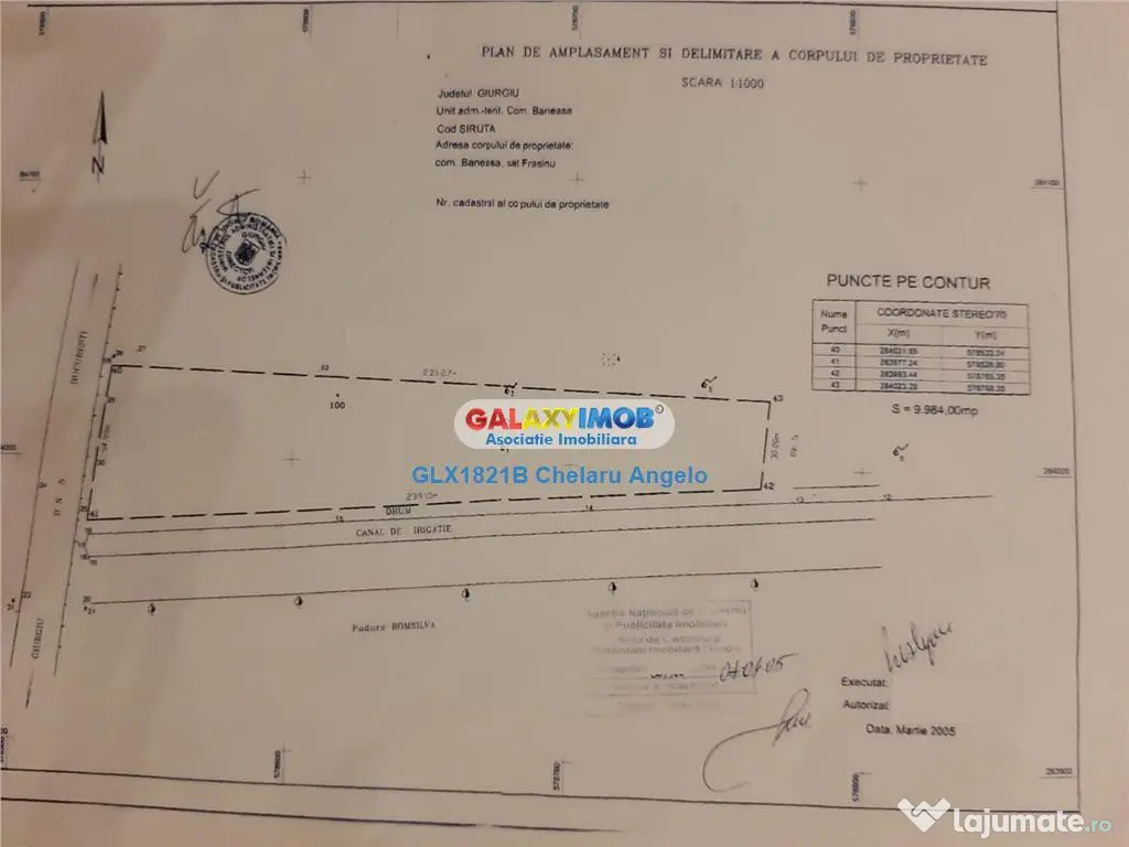 Teren 10000mp (1 HA) pe DN5,la km45, benzin#259;rie,parcare, 