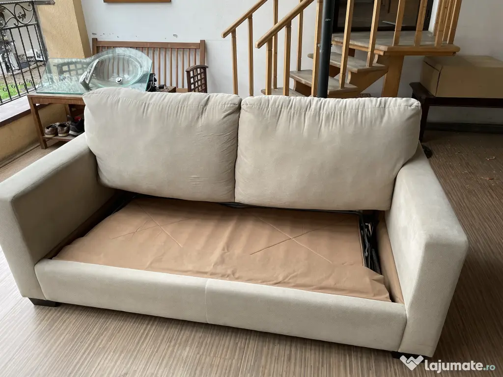 Canapea extensibilă 2 locuri bej/crem Mobexpert 