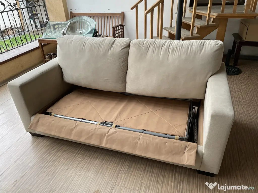 Canapea extensibilă 2 locuri bej/crem Mobexpert 