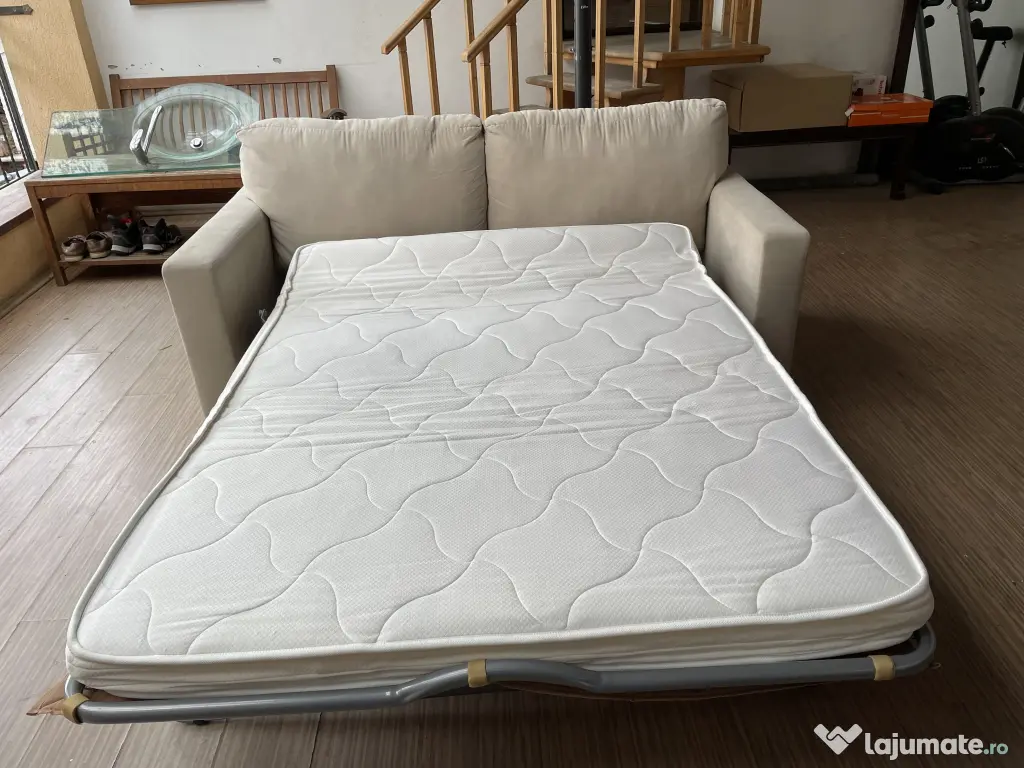 Canapea extensibilă 2 locuri bej/crem Mobexpert 