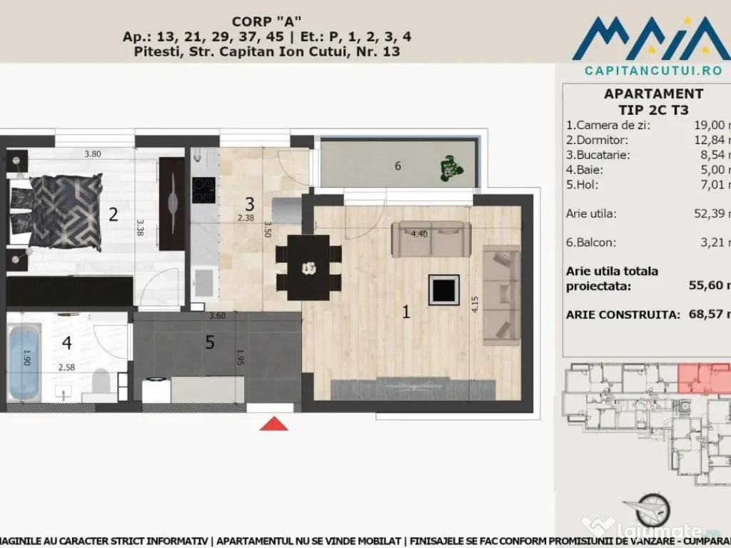 Apartament 2 cam | Pitesti Nord | Central | Langa Padure | 