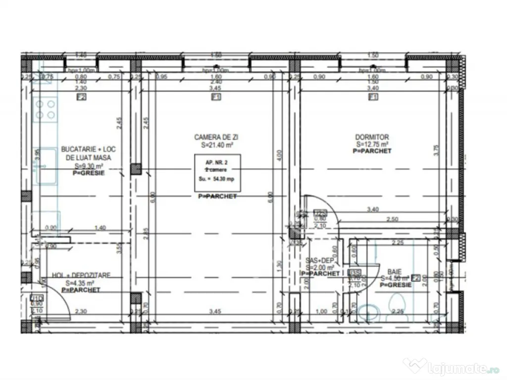 Apartament intabulat 2 camere decomandate si loc parcare in