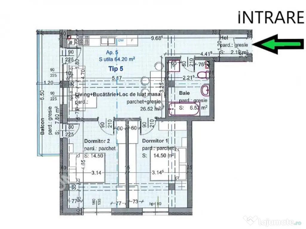 Apartament cu 3 camere si balcon etaj 1 in Selimbar zona Tri 