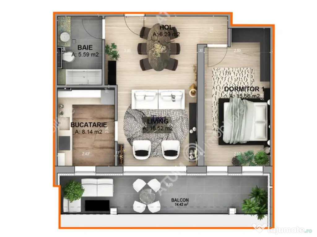 Apartament cu 2 camere si terasa la cheie in Cristian Sibiu