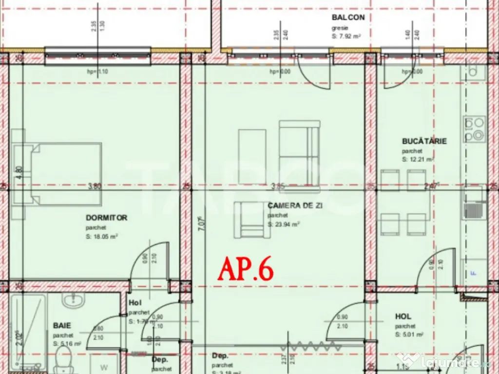Apartament decoamandat 2 camere 71 mpu balcon dressing etaj 