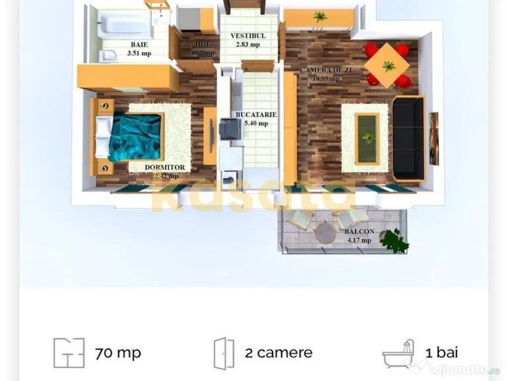 2 camere I Cosmopolis I mobilat si utilat I 45 mp utili 